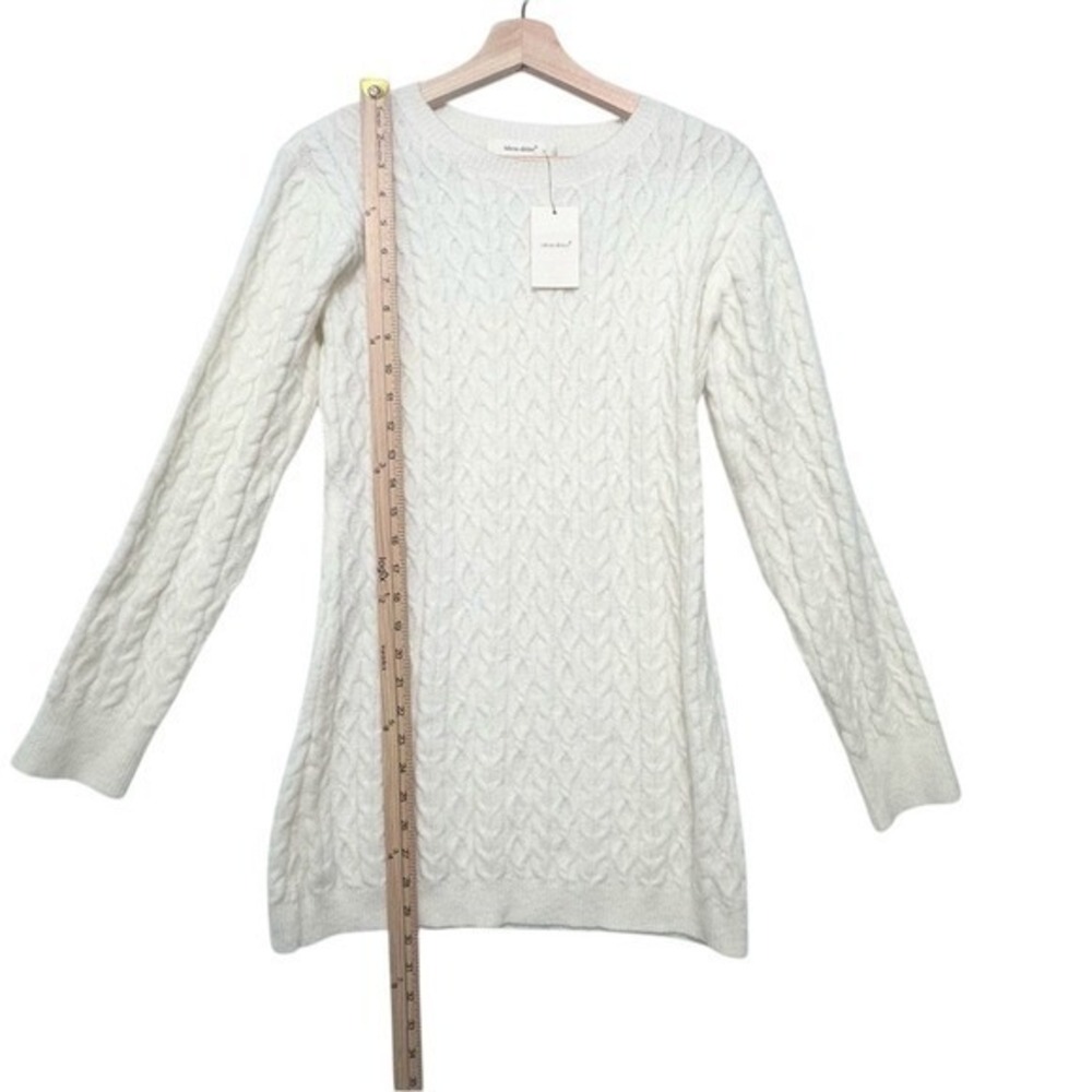 New IDEM DITTO‎ cozy soft cable knit cream sweater mini dress medium fall winter - Picture 4 of 10
